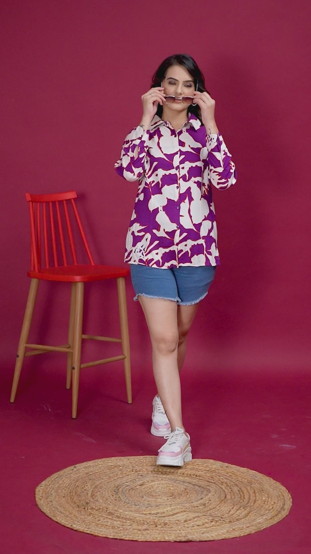 Purple Abstract Rayon Printed  Shirt