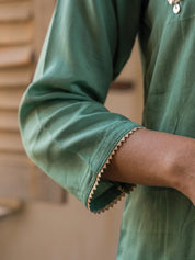 Sage Green Kurta Set with Farsi-Bottom Pants in Crepe