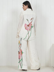 Embroidered Wide Leg Trouser Co-Ord Set With Belt