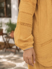 Light Yellow Embroidered Cotton Co-Ord Set