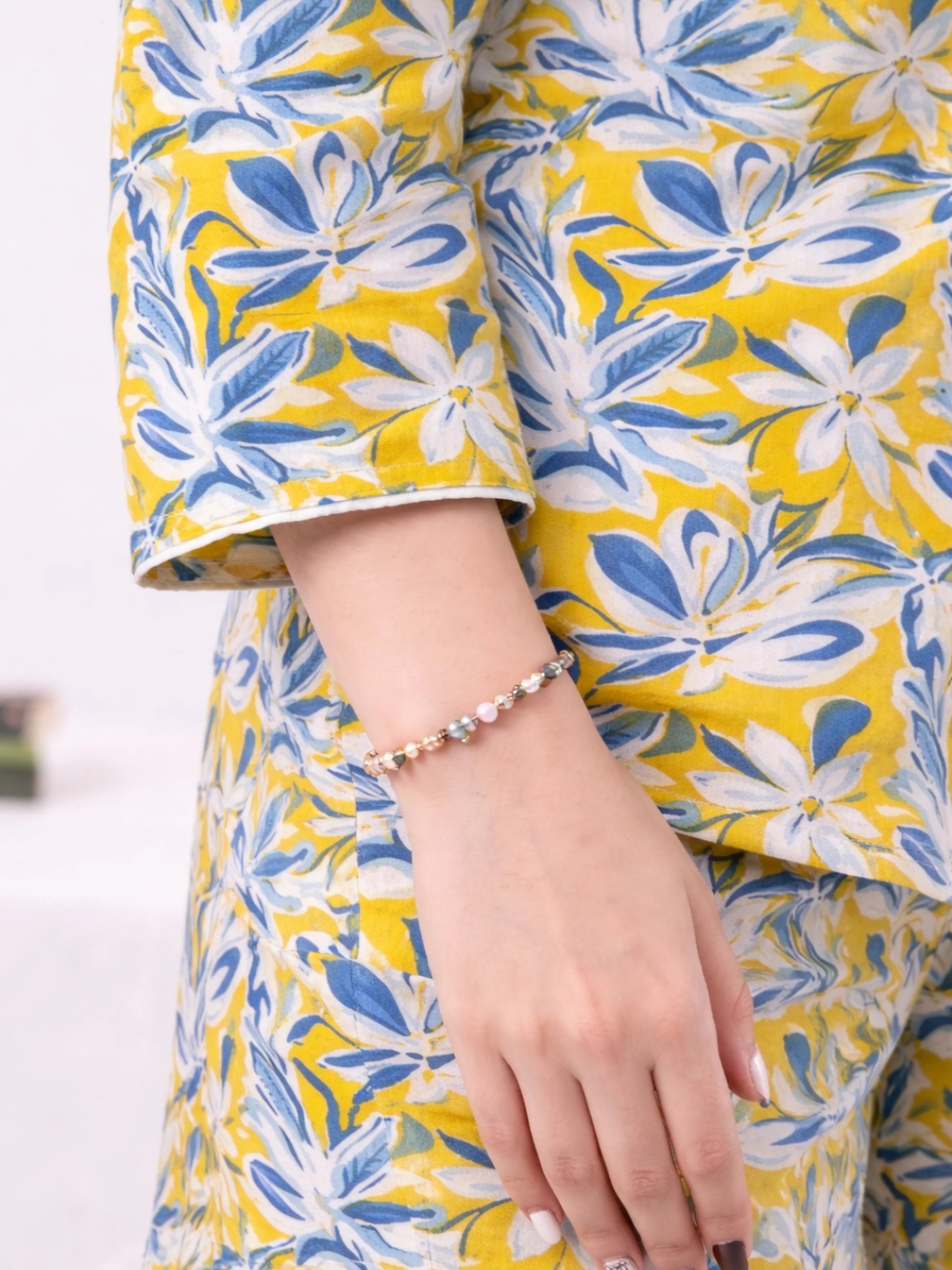 Yellow Floral Shirt Collar Cotton Shorts Co-ord Set